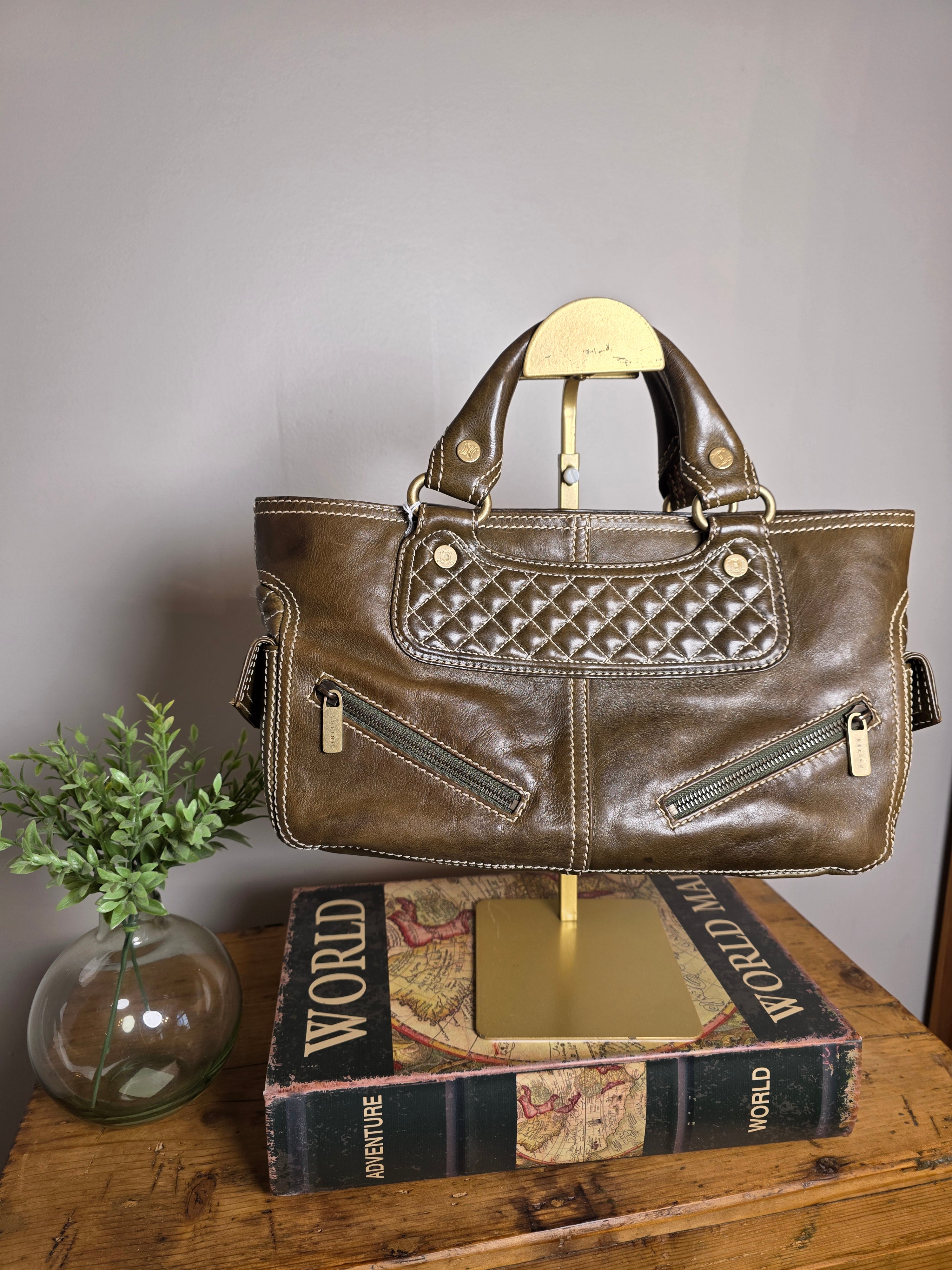 Celine Boogie Satchel (Olive-Green)