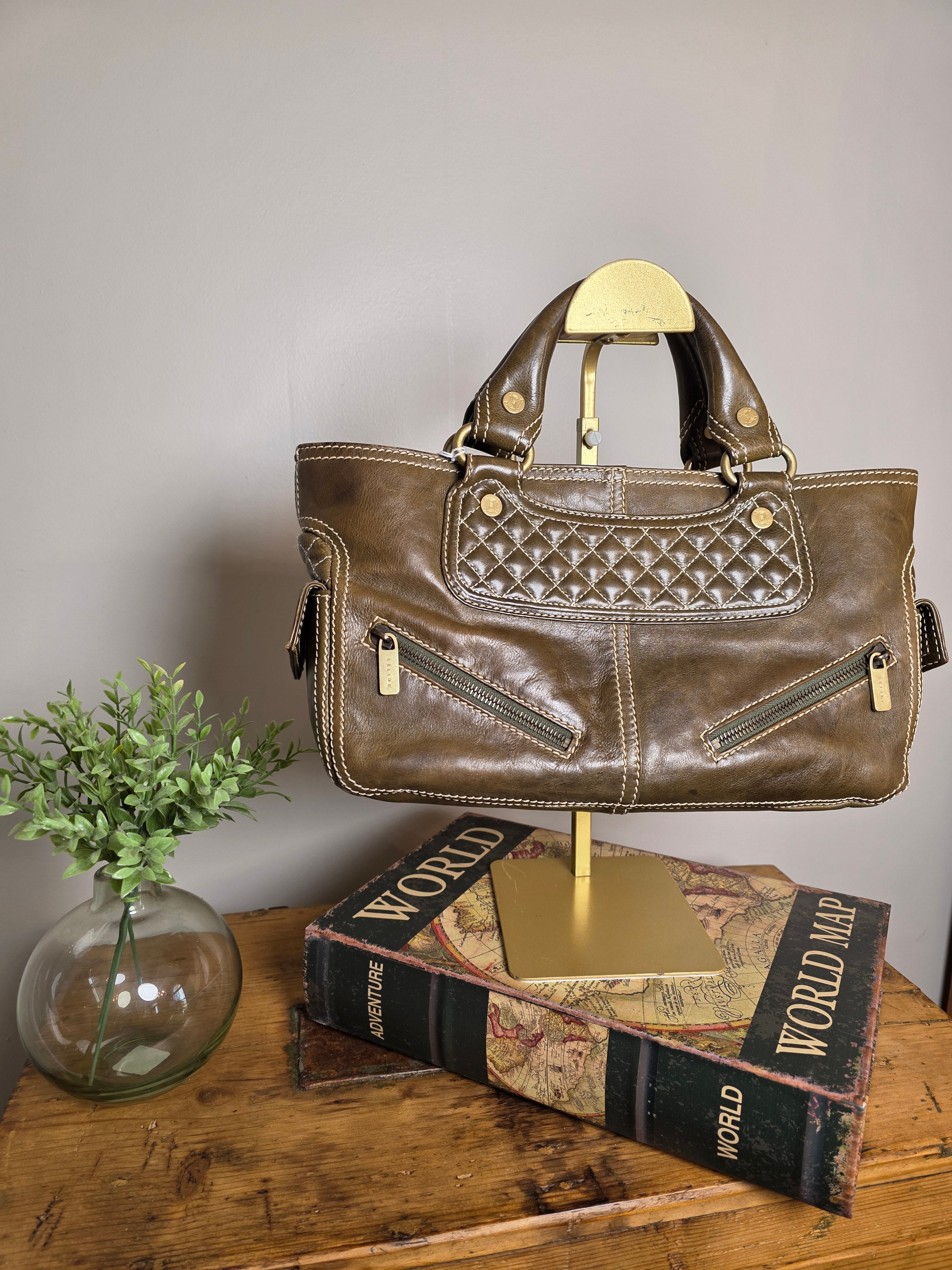 Celine Boogie Satchel (Olive-Green)