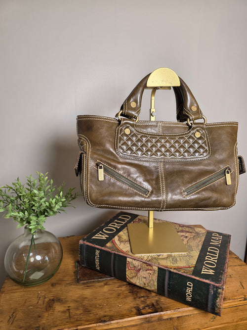 Celine Boogie Satchel (Olive-Green)