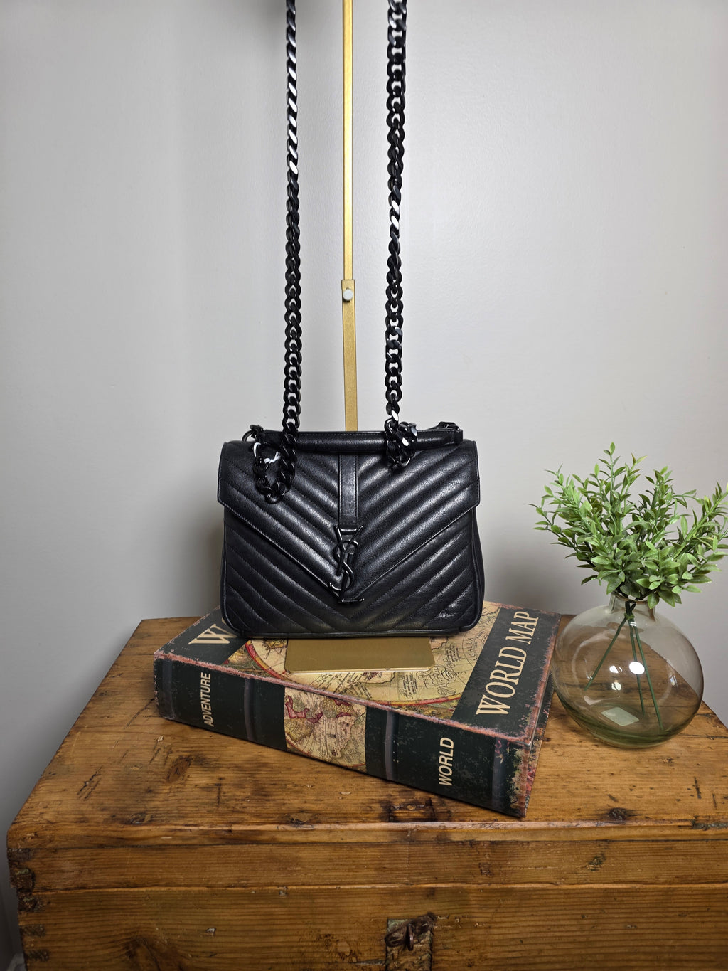 Saint Laurent Medium College Bag Black on Black