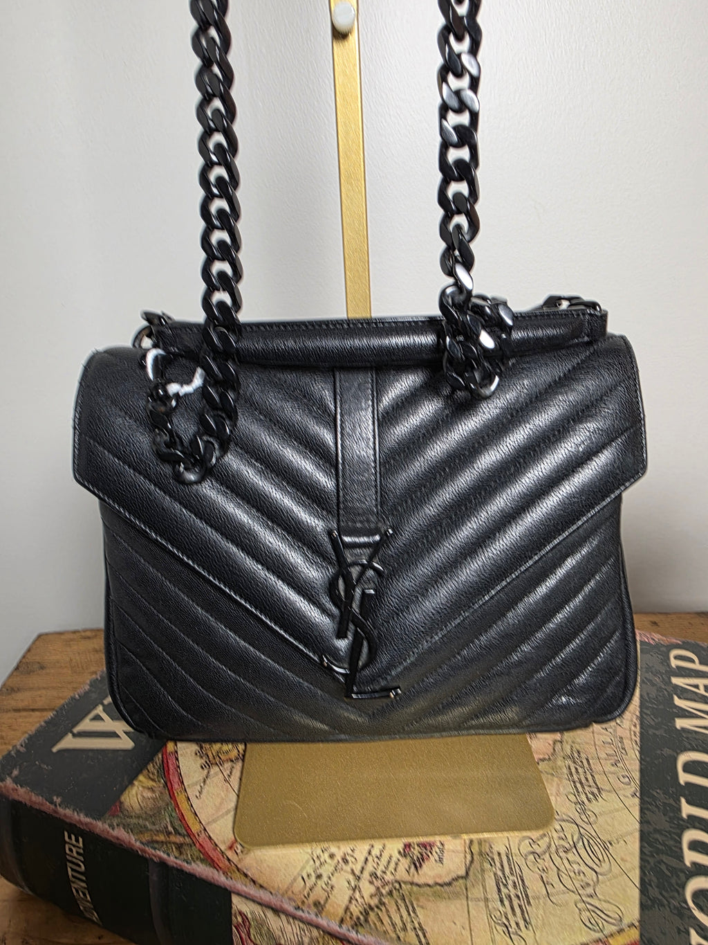 Saint Laurent Medium College Bag Black on Black