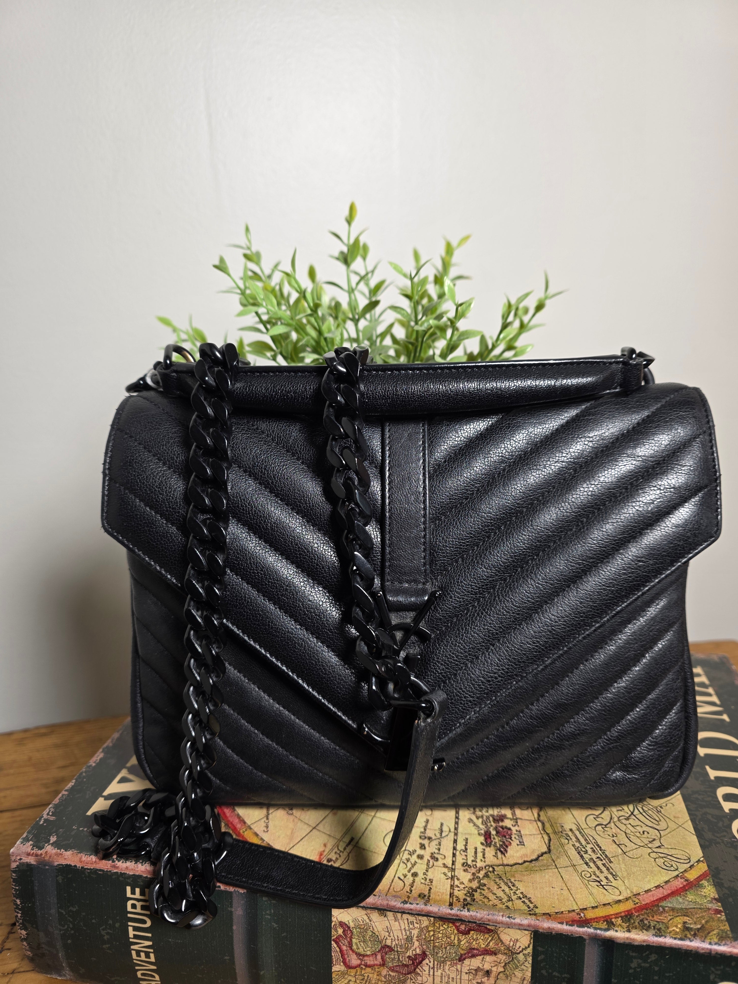 Saint Laurent Medium College Bag Black on Black