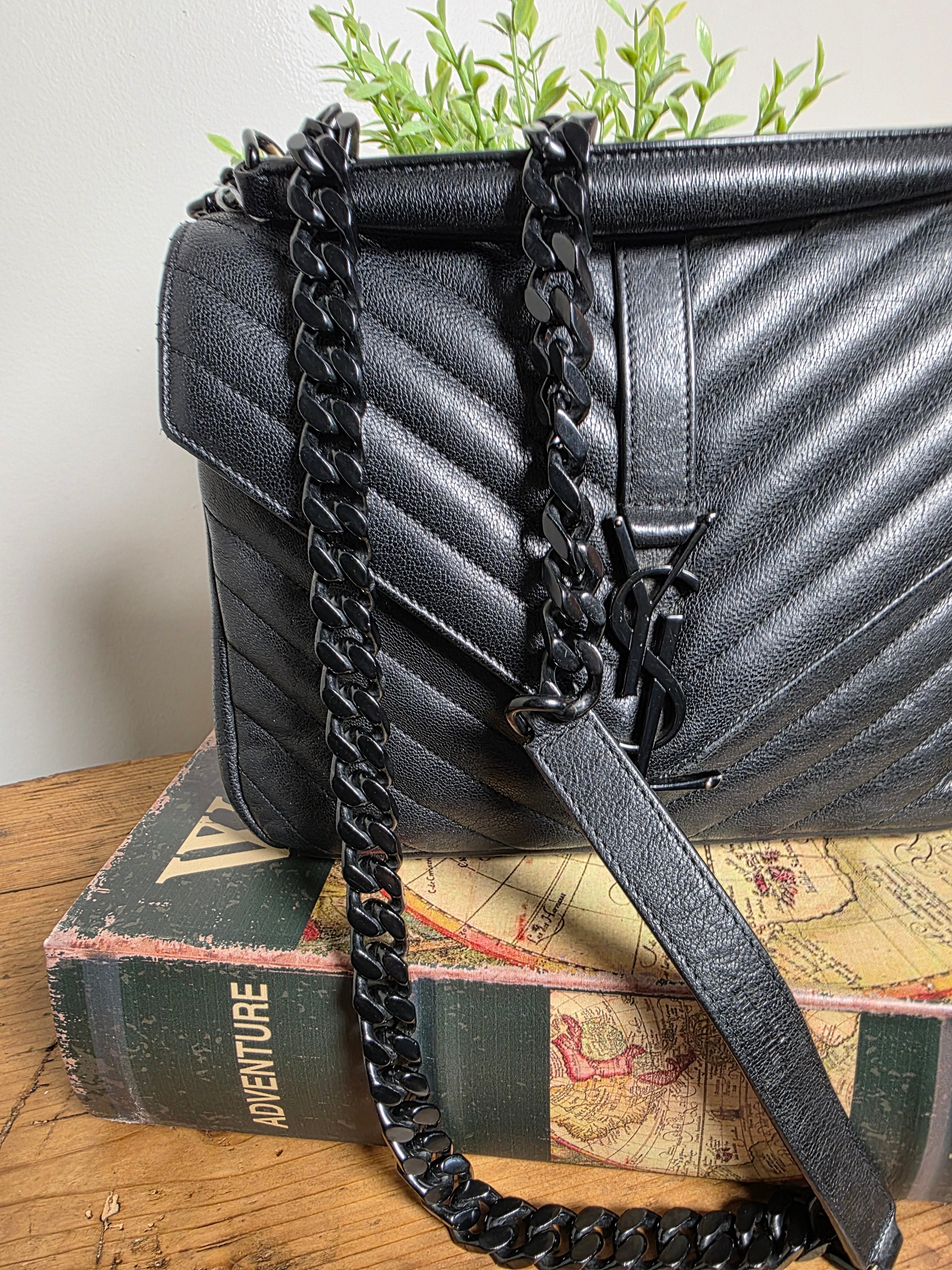 Saint Laurent Medium College Bag Black on Black