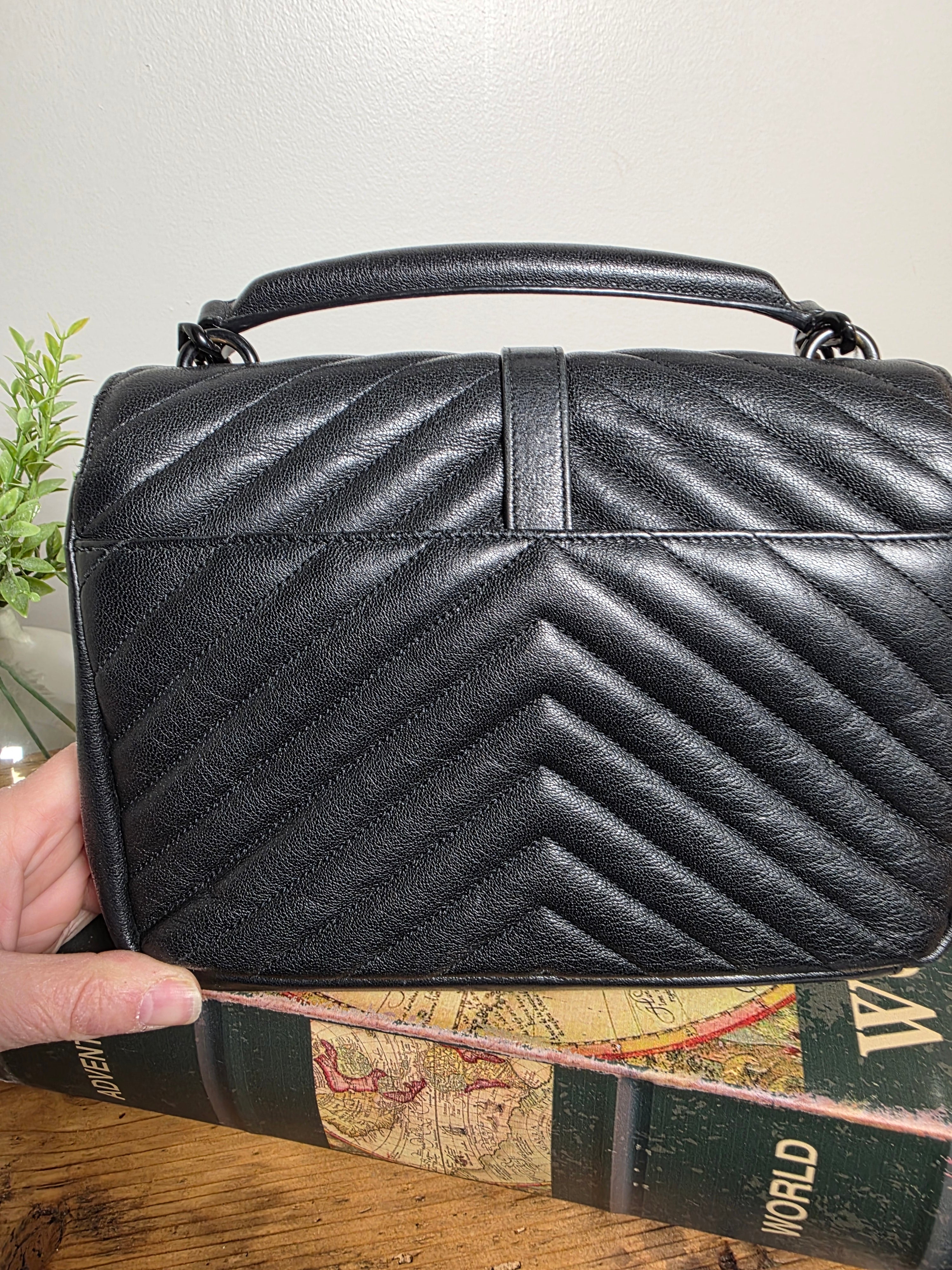 Saint Laurent Medium College Bag Black on Black