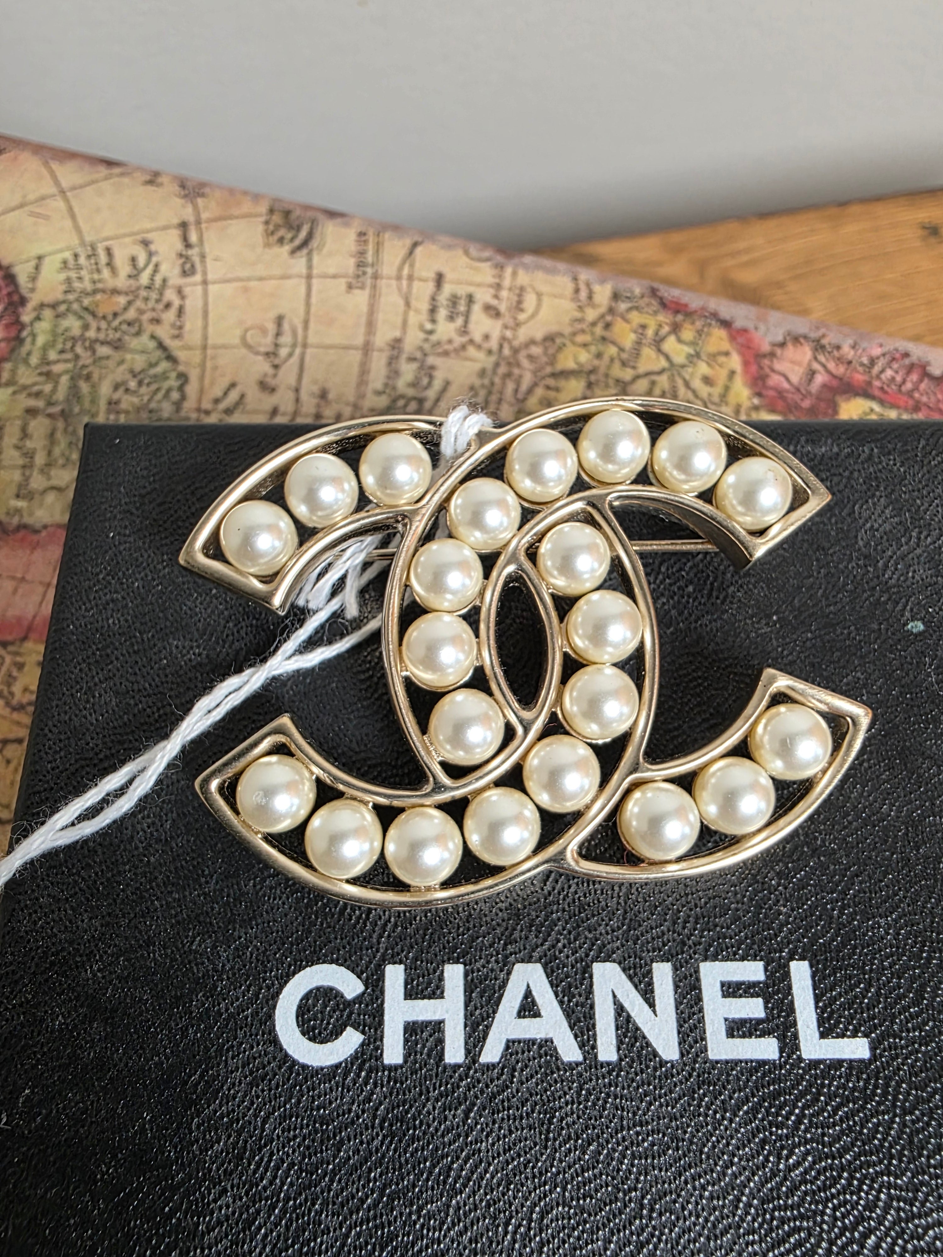 Chanel Pearl CC Brooch