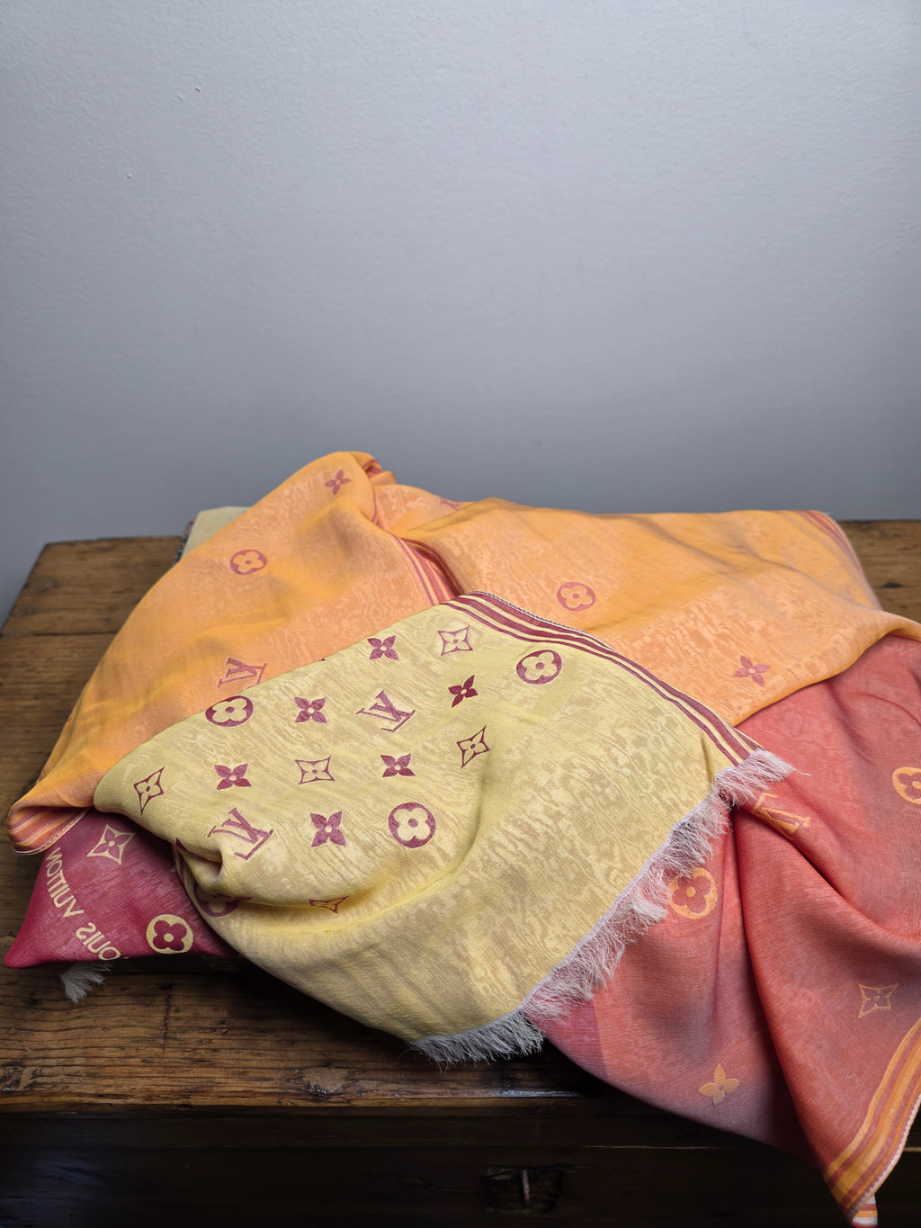 Louis Vuitton Mahina Multicolored Scarf (Orange, Red,Yellow)