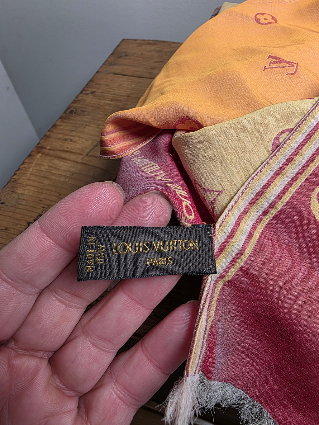 Louis Vuitton Mahina Multicolored Scarf (Orange, Red,Yellow)