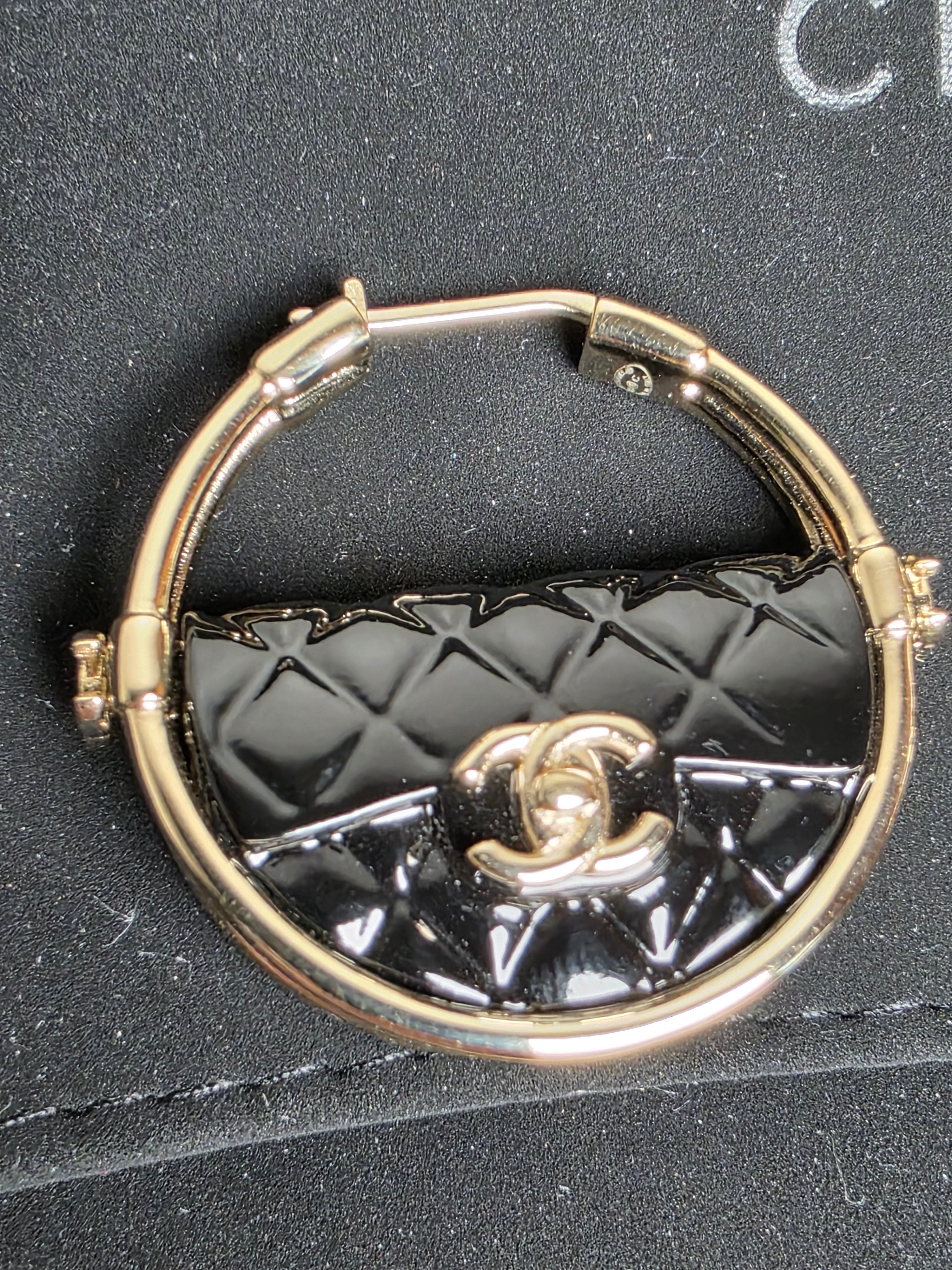 Chanel Resin Flap Bag Hoop Earrings