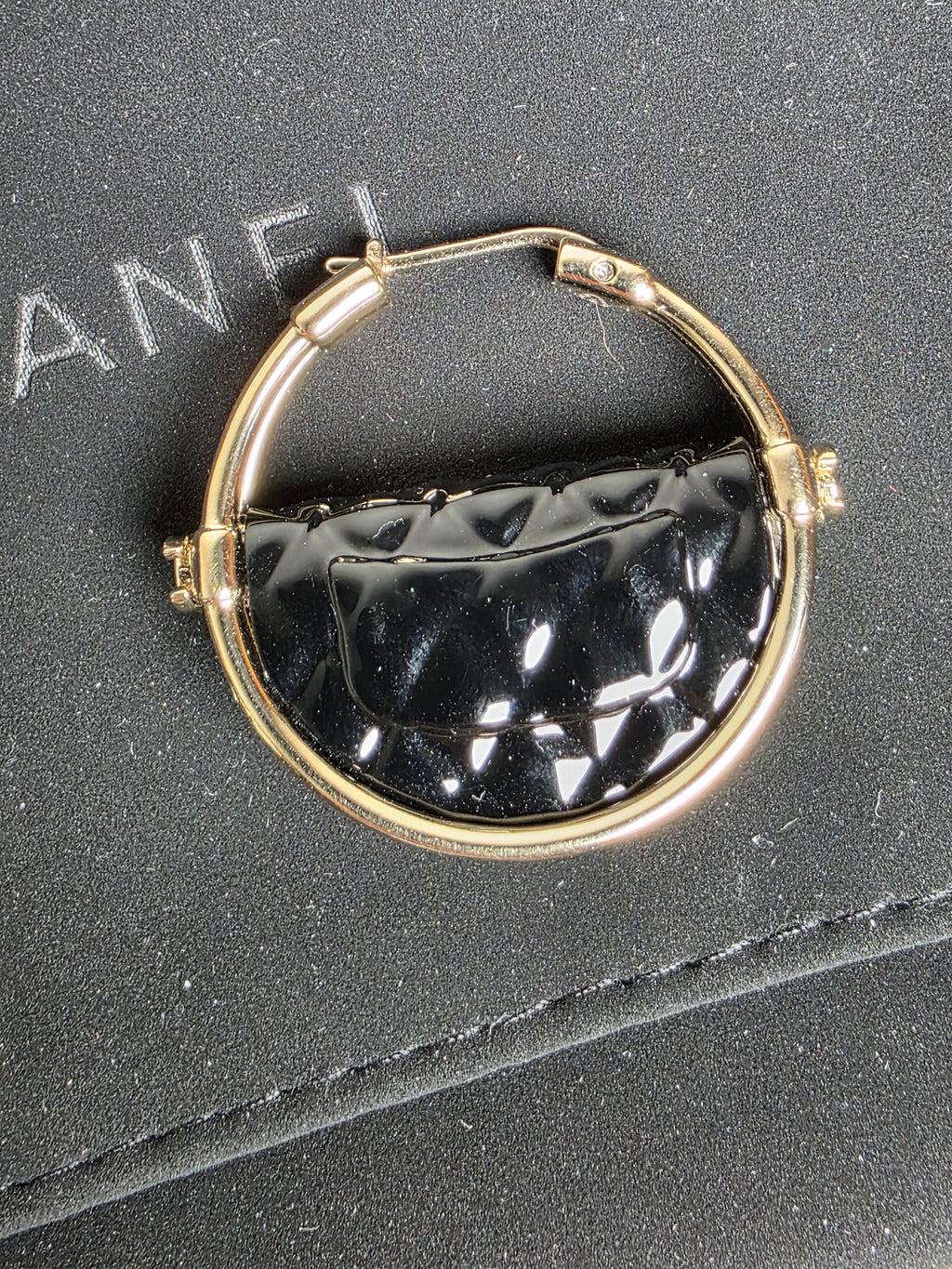 Chanel Resin Flap Bag Hoop Earrings