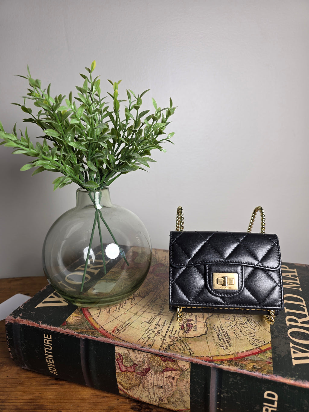 Chanel Black Matelassé 2.55 Compact Flap Wallet