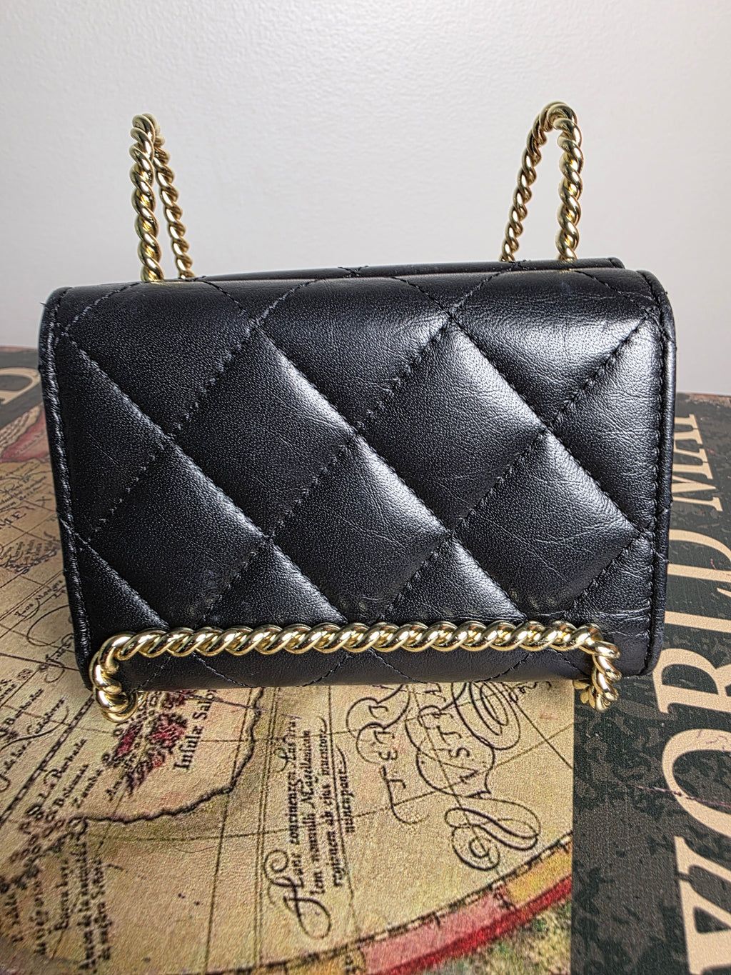 Chanel Black Matelassé 2.55 Compact Flap Wallet
