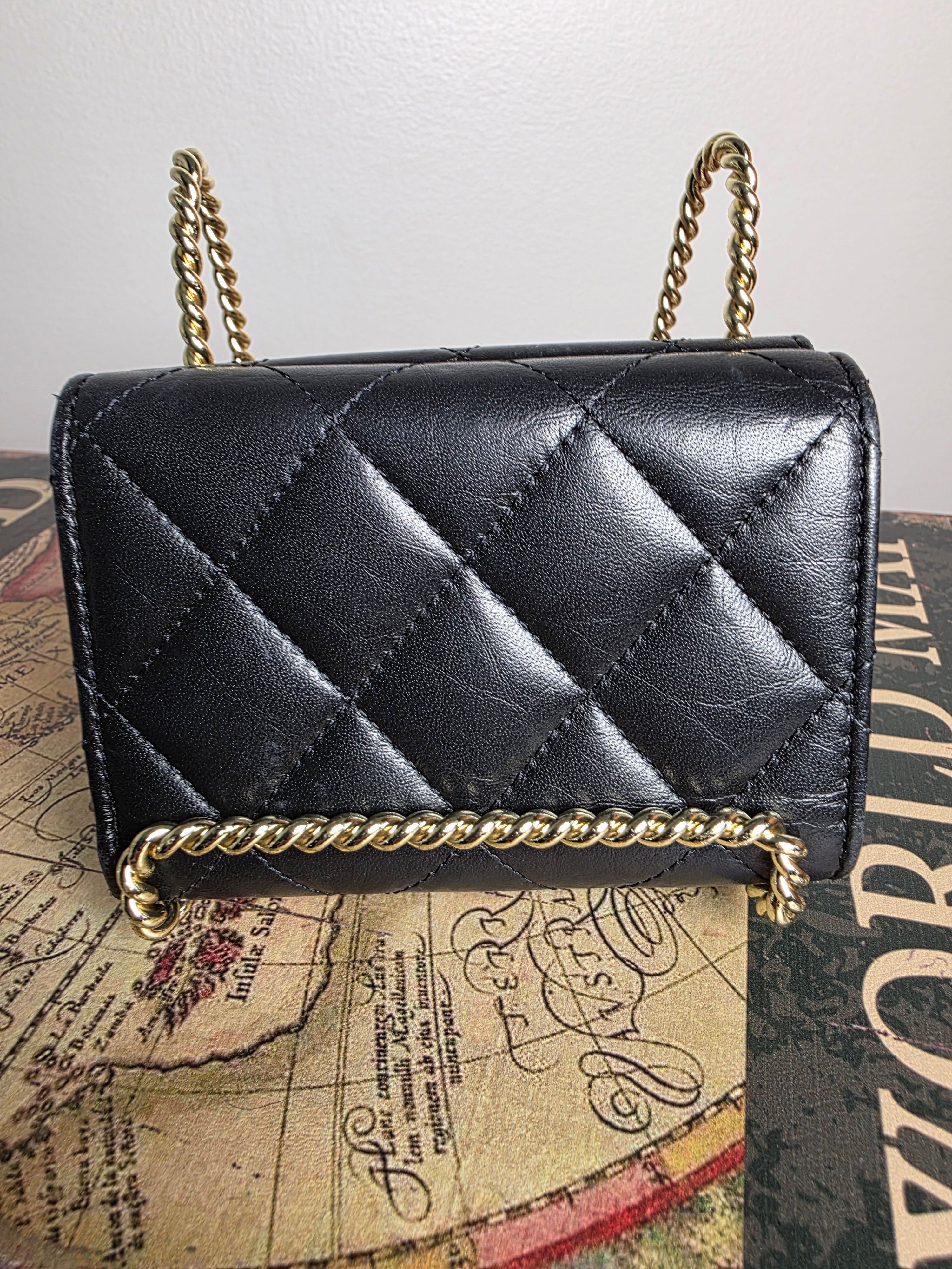 Chanel Black Matelassé 2.55 Compact Flap Wallet