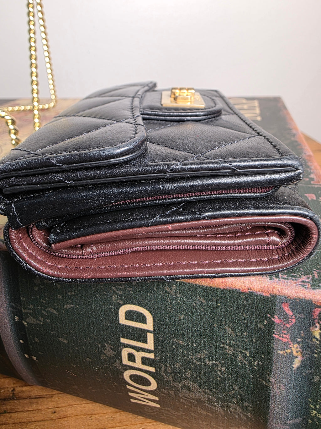 Chanel Black Matelassé 2.55 Compact Flap Wallet