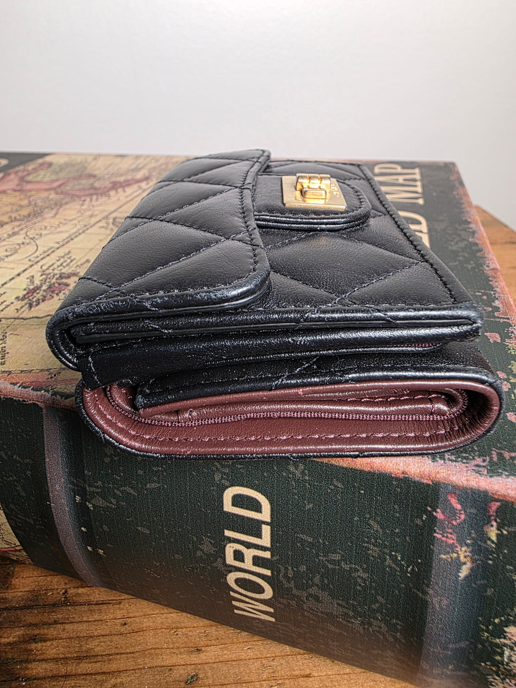 Chanel Black Matelassé 2.55 Compact Flap Wallet