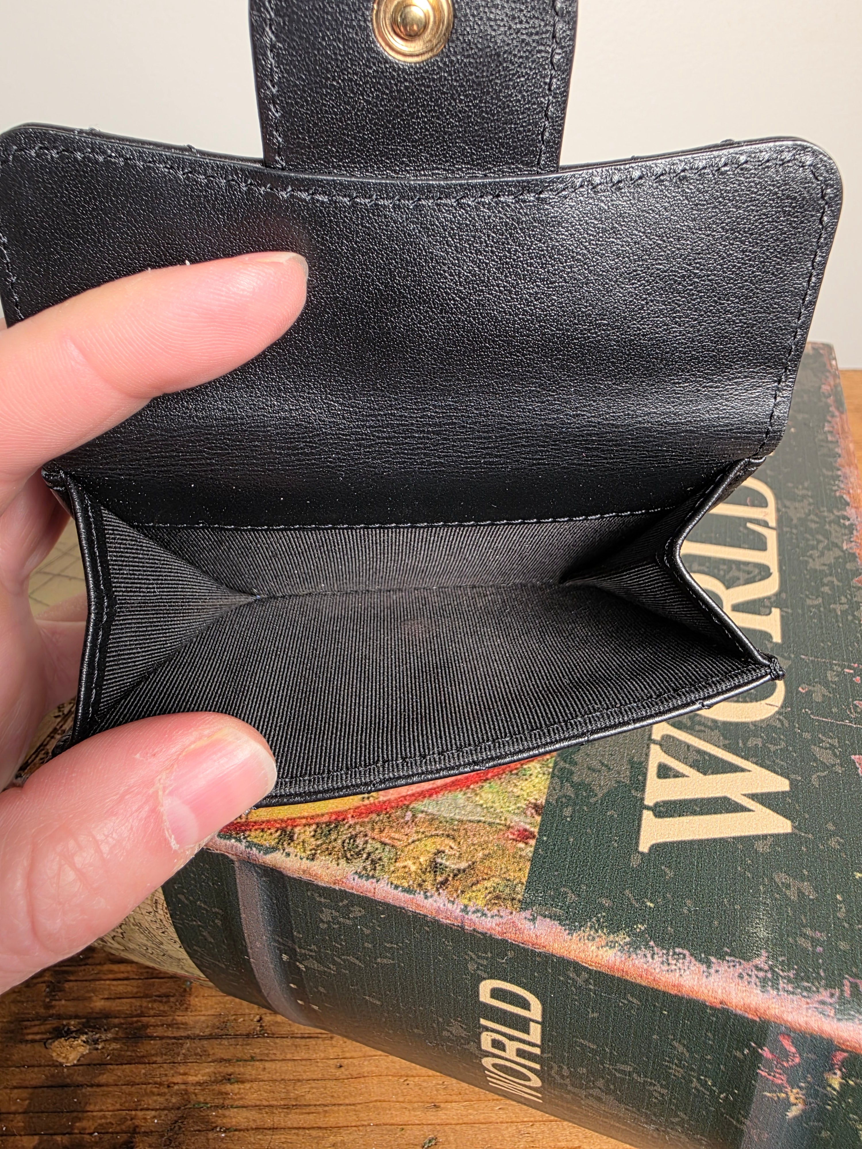 Chanel Black Matelassé 2.55 Compact Flap Wallet