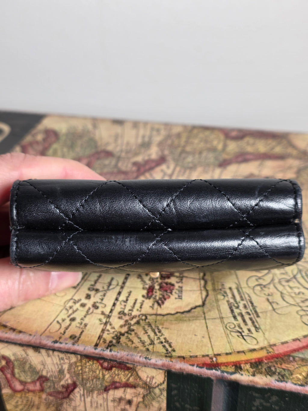 Chanel Black Matelassé 2.55 Compact Flap Wallet