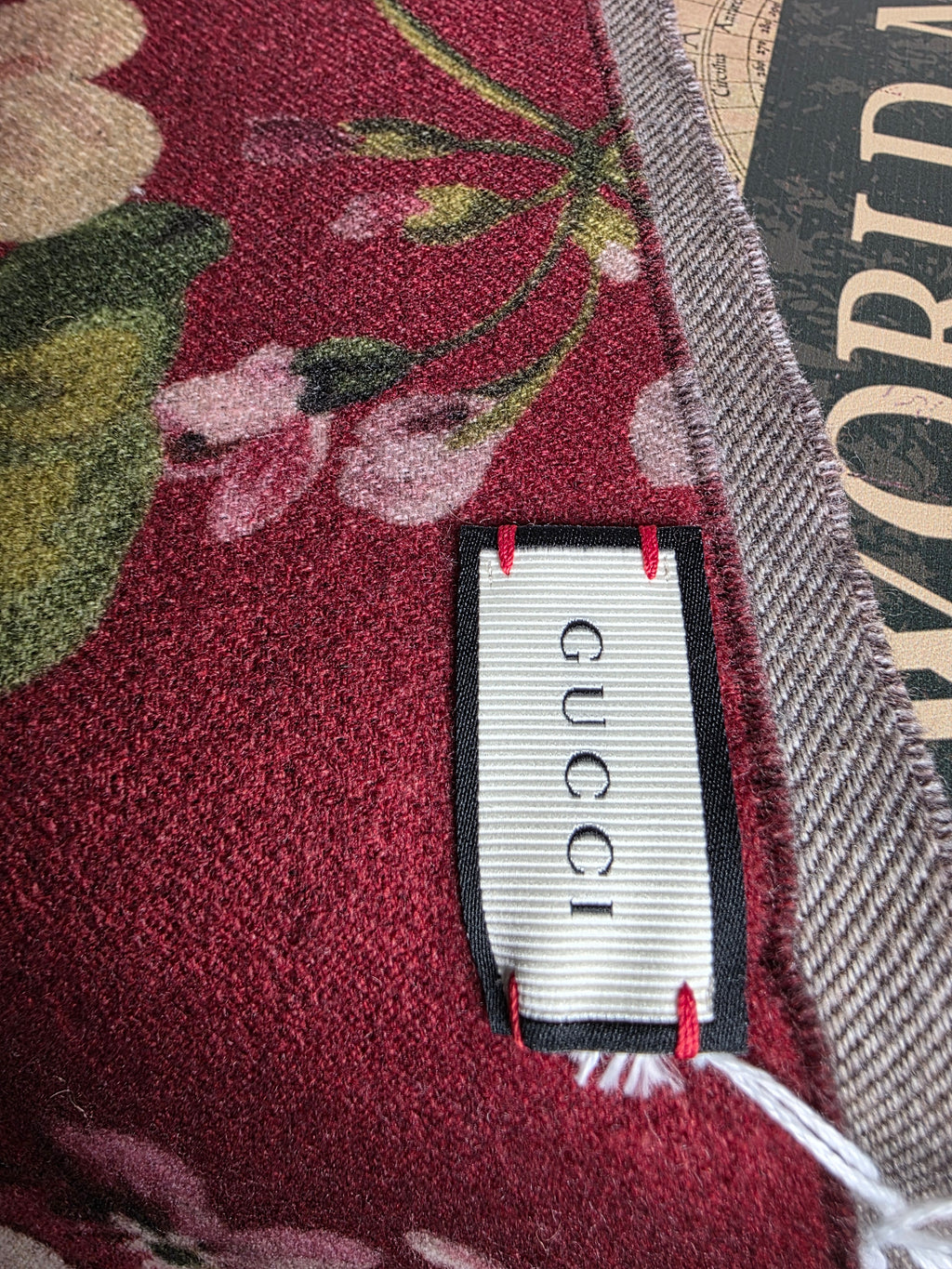 Gucci Floral Print Wool Jacquard Scarf