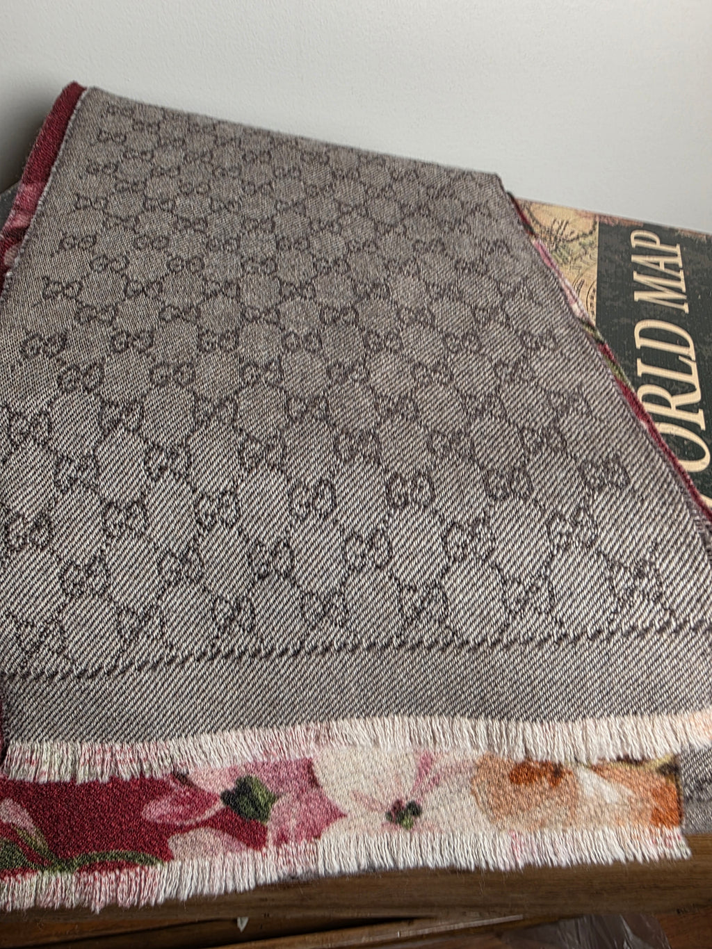 Gucci Floral Print Wool Jacquard Scarf